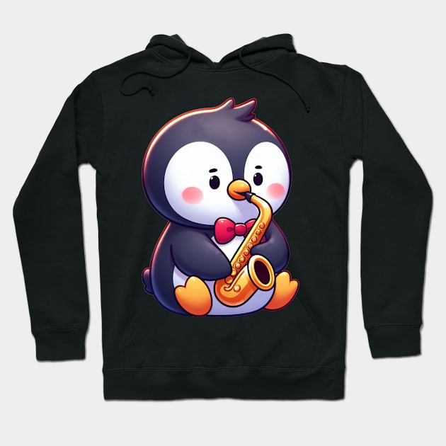 Penguin Saxophonist Jazz Concert Hoodie by HBfunshirts